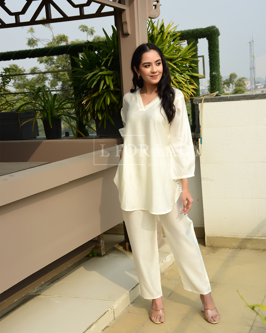 COTTON FLAX WHITE COORD SET