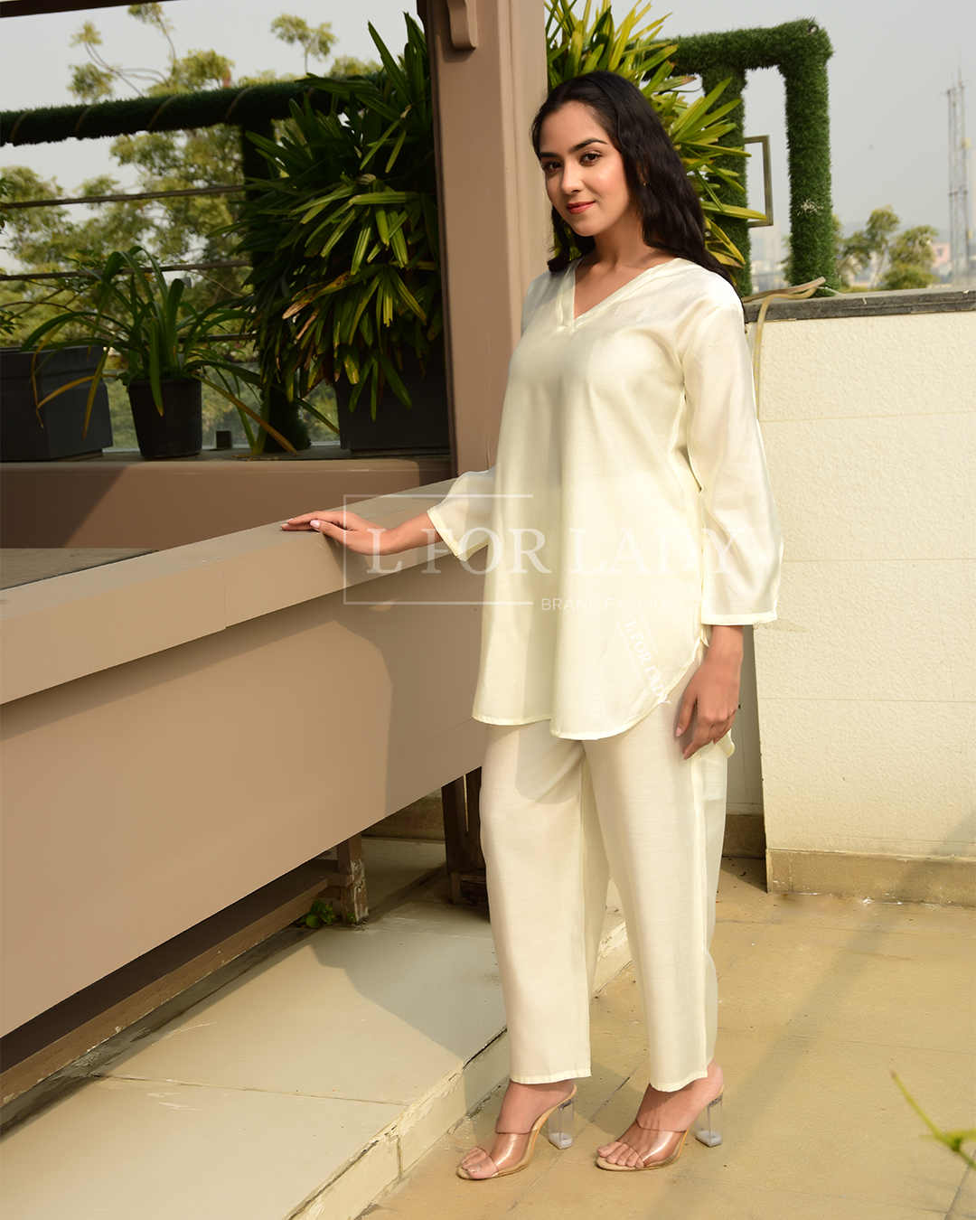 COTTON FLAX WHITE COORD SET