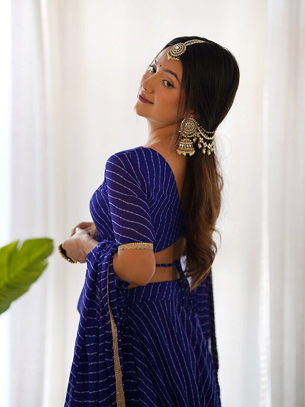 Laheriya Print Blue Georgette Lehenga Choli