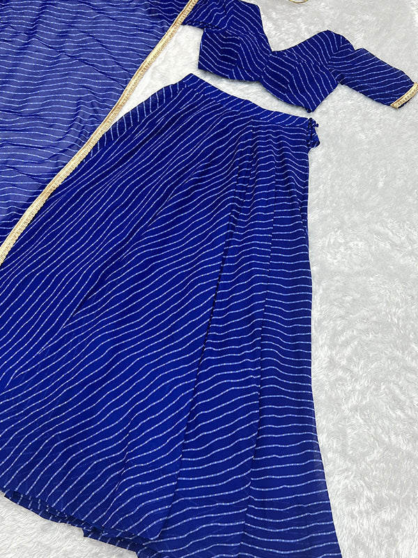 Laheriya Print Blue Georgette Lehenga Choli