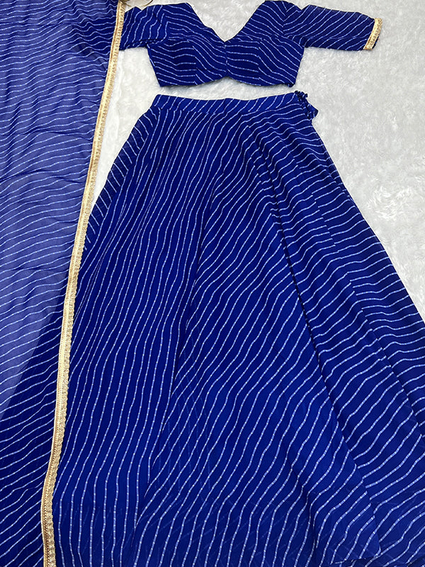 Laheriya Print Blue Georgette Lehenga Choli