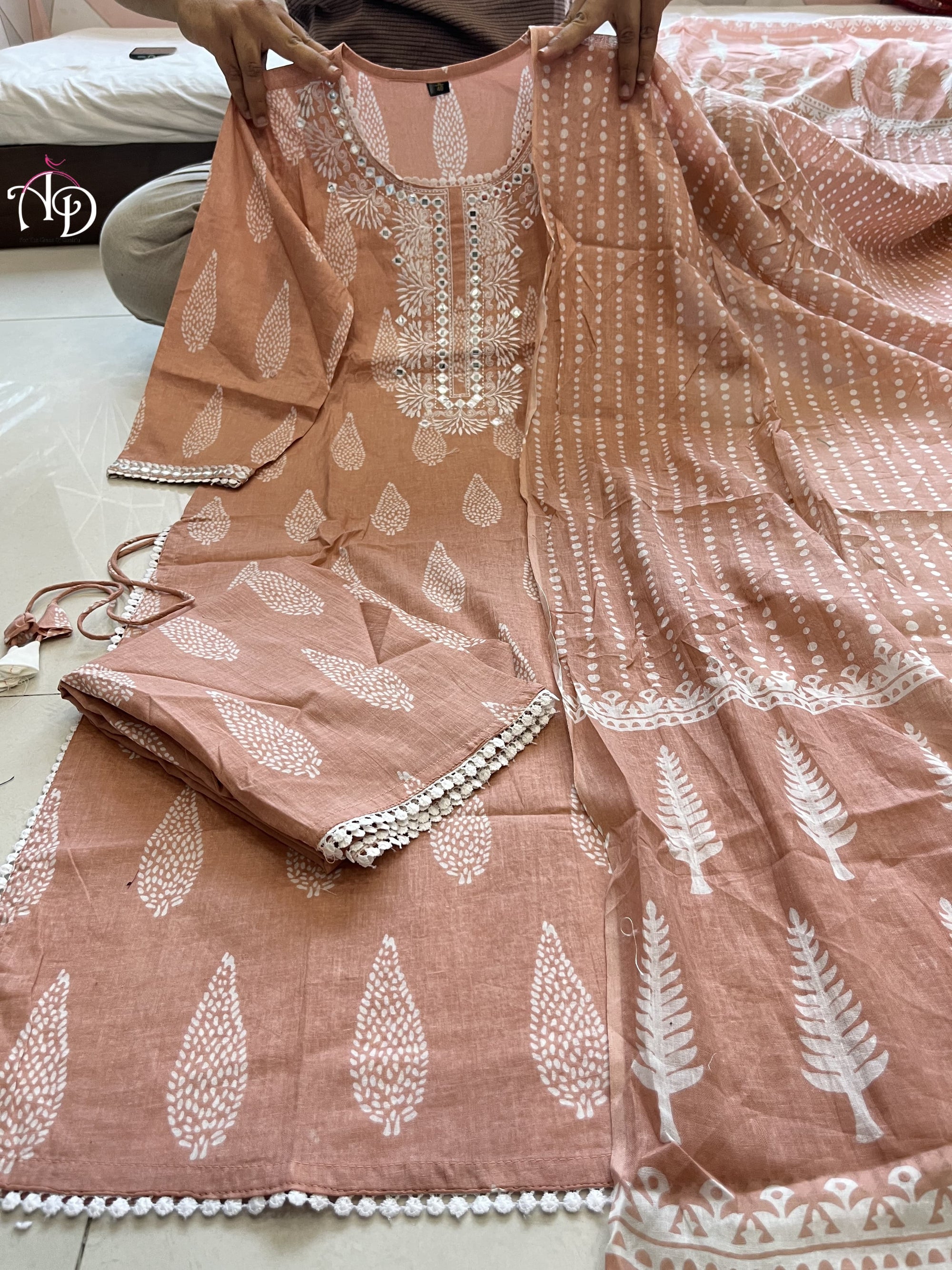 FLAIRED MUGAL PRINT ANARKALI SUIT SET