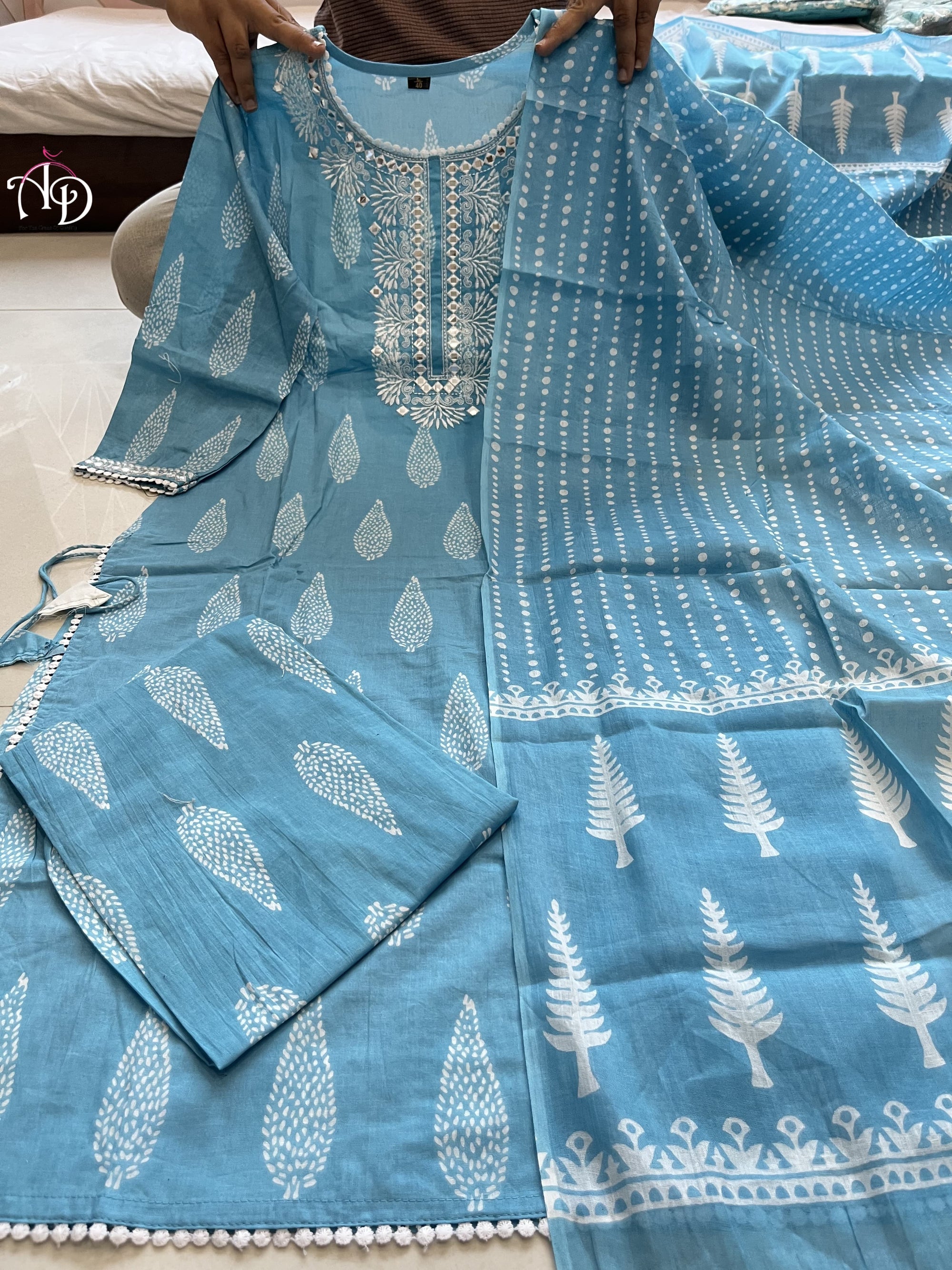 FLAIRED MUGAL PRINT ANARKALI SUIT SET