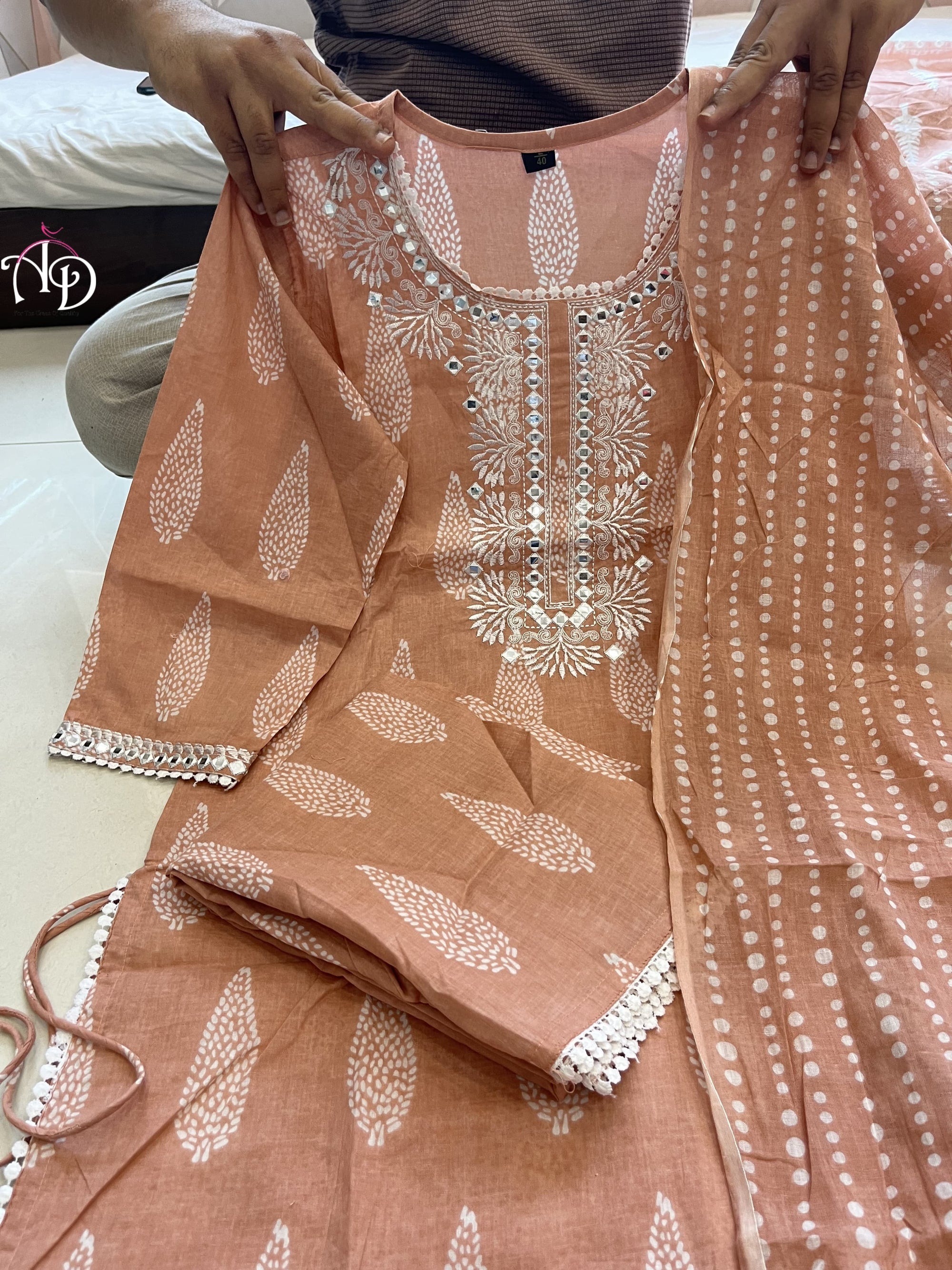 FLAIRED MUGAL PRINT ANARKALI SUIT SET