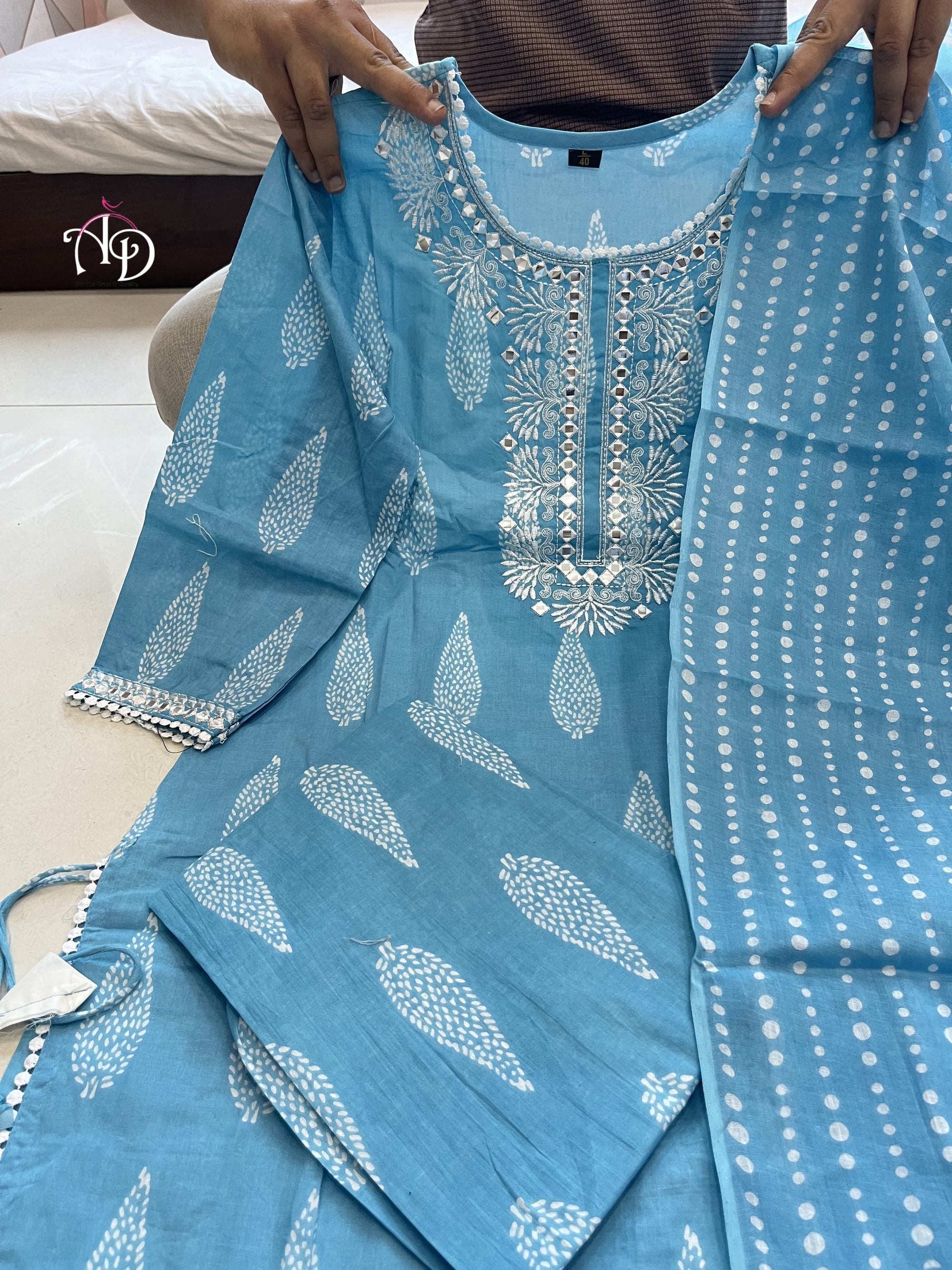 FLAIRED MUGAL PRINT ANARKALI SUIT SET