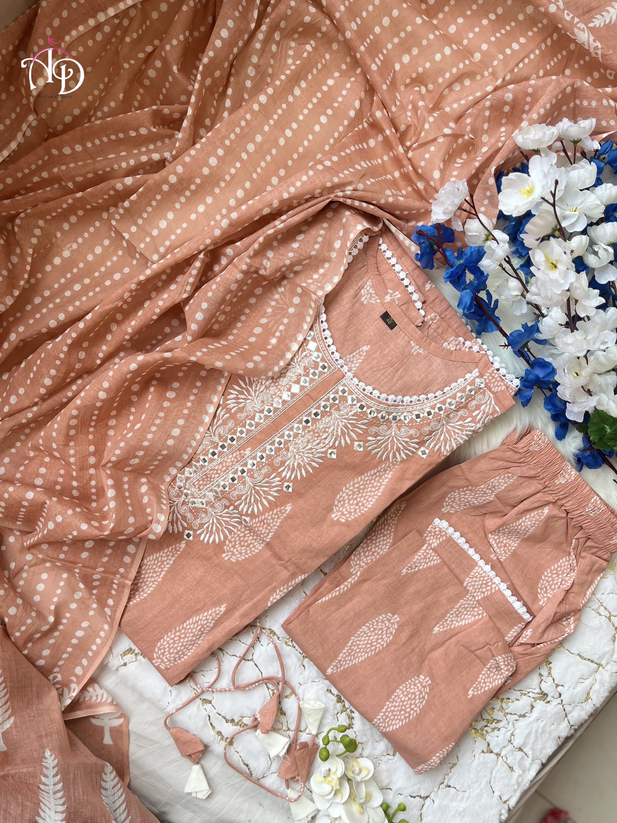 FLAIRED MUGAL PRINT ANARKALI SUIT SET