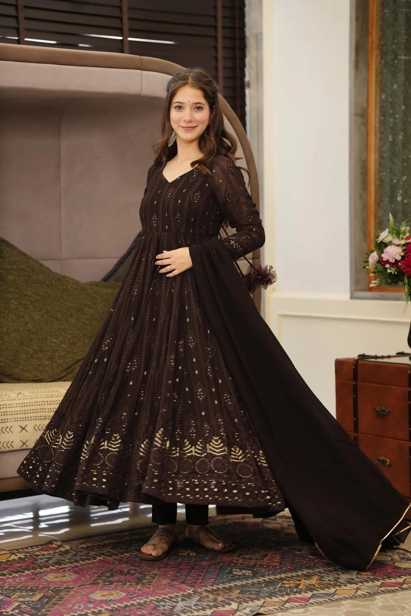 ANARKALI EMBROIDERED GEORGETTE SUIT SET