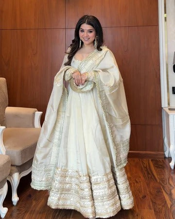 Anarkali Suit Off White Color Party Wear
