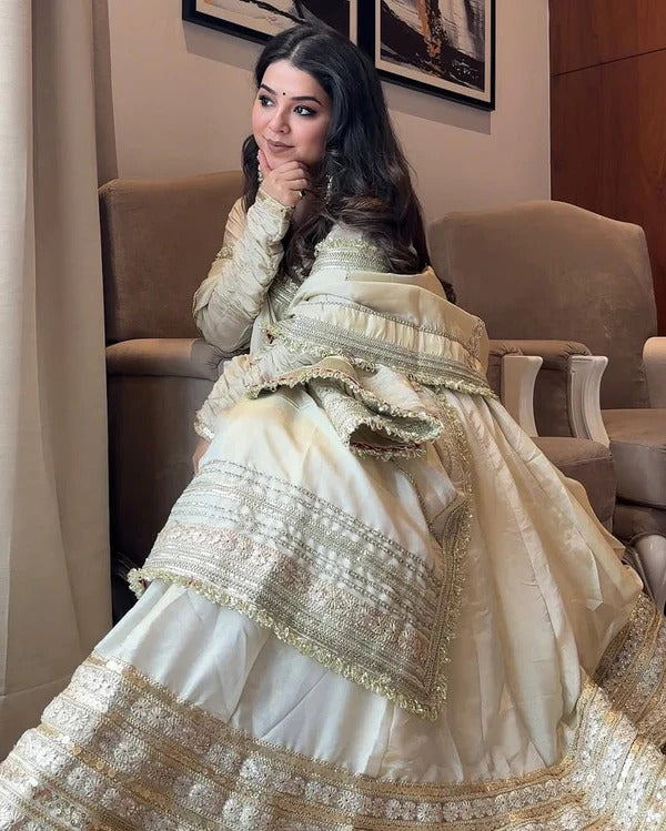 Anarkali Suit Off White Color Party Wear