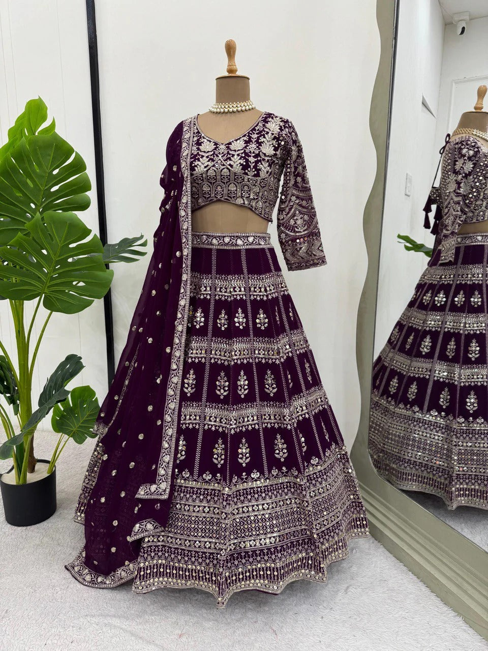 Lehenga Set Details Elegant Design with Sequins & Thread Work