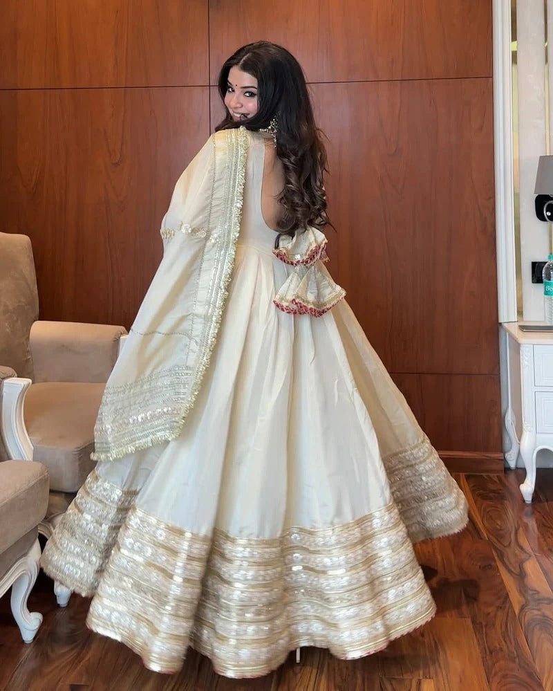 Anarkali Suit Off White Color Party Wear