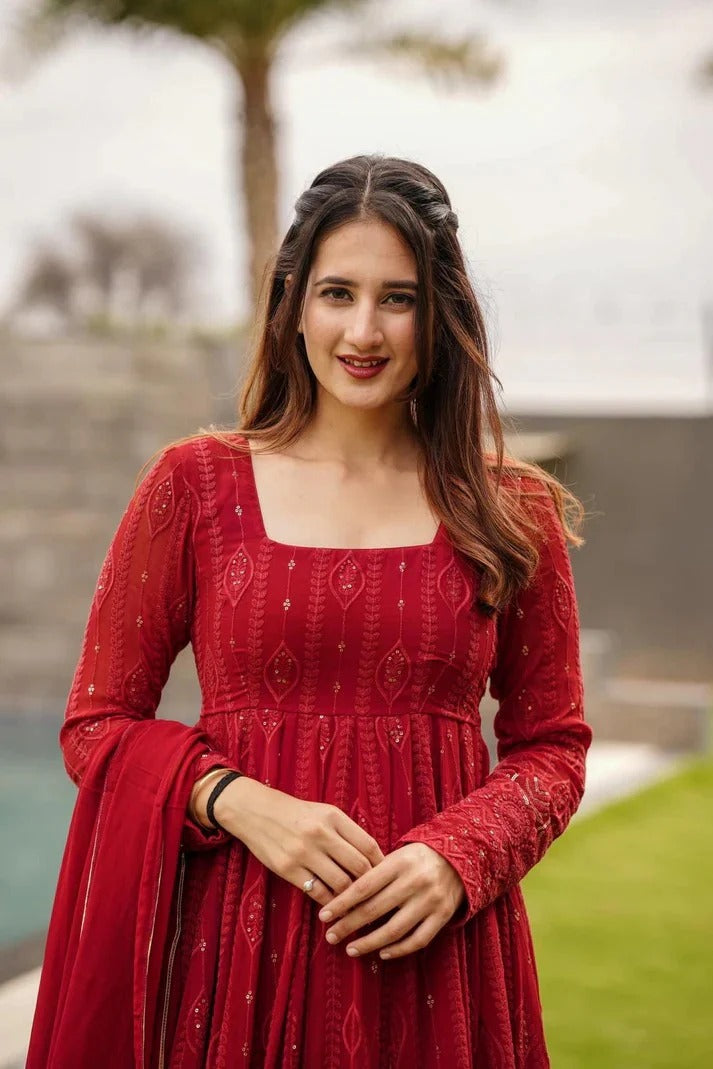 ANARKALI EMBROIDERED GEORGETTE SUIT SET