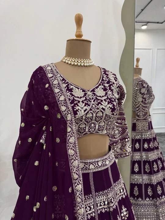 Lehenga Set Details Elegant Design with Sequins & Thread Work