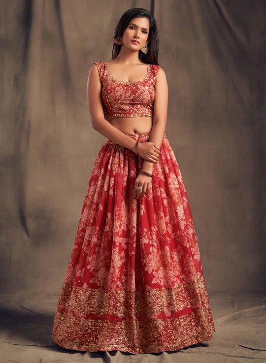 Wedding Special attractive Printed and embroidery Lehenga Choli