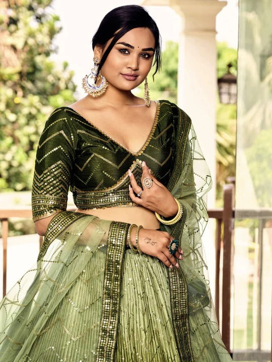 Buy Beautiful Multi Color Embroidery Sequin Work Lehenga Choli