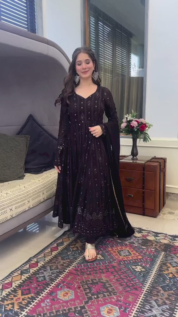 ANARKALI EMBROIDERED GEORGETTE SUIT SET