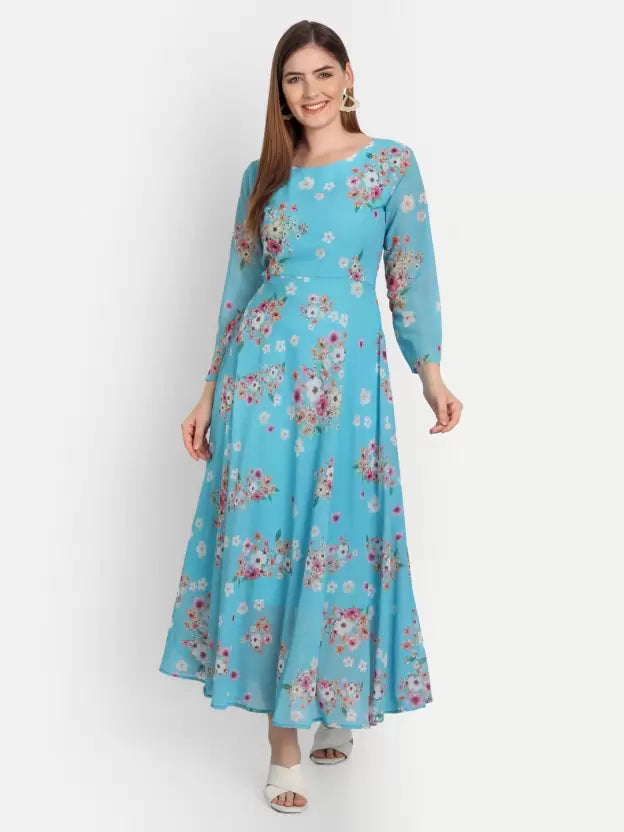 Printed Georgette Stitched Anarkali Gown