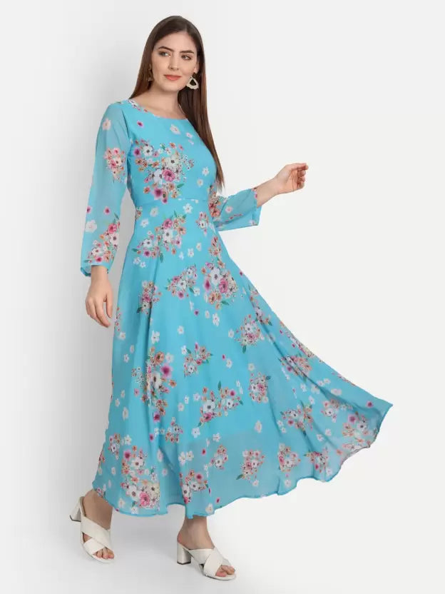 Printed Georgette Stitched Anarkali Gown