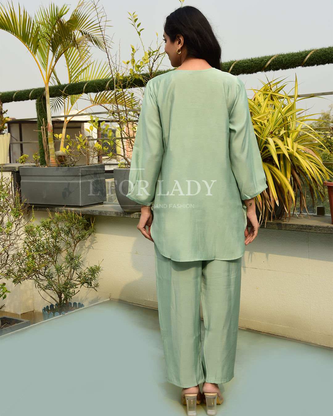 COTTON FLAX GREEN COORD SET