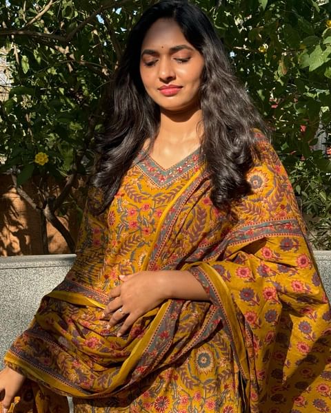 MUSTARD FLORAL PRINT AFGHANI SUIT SET