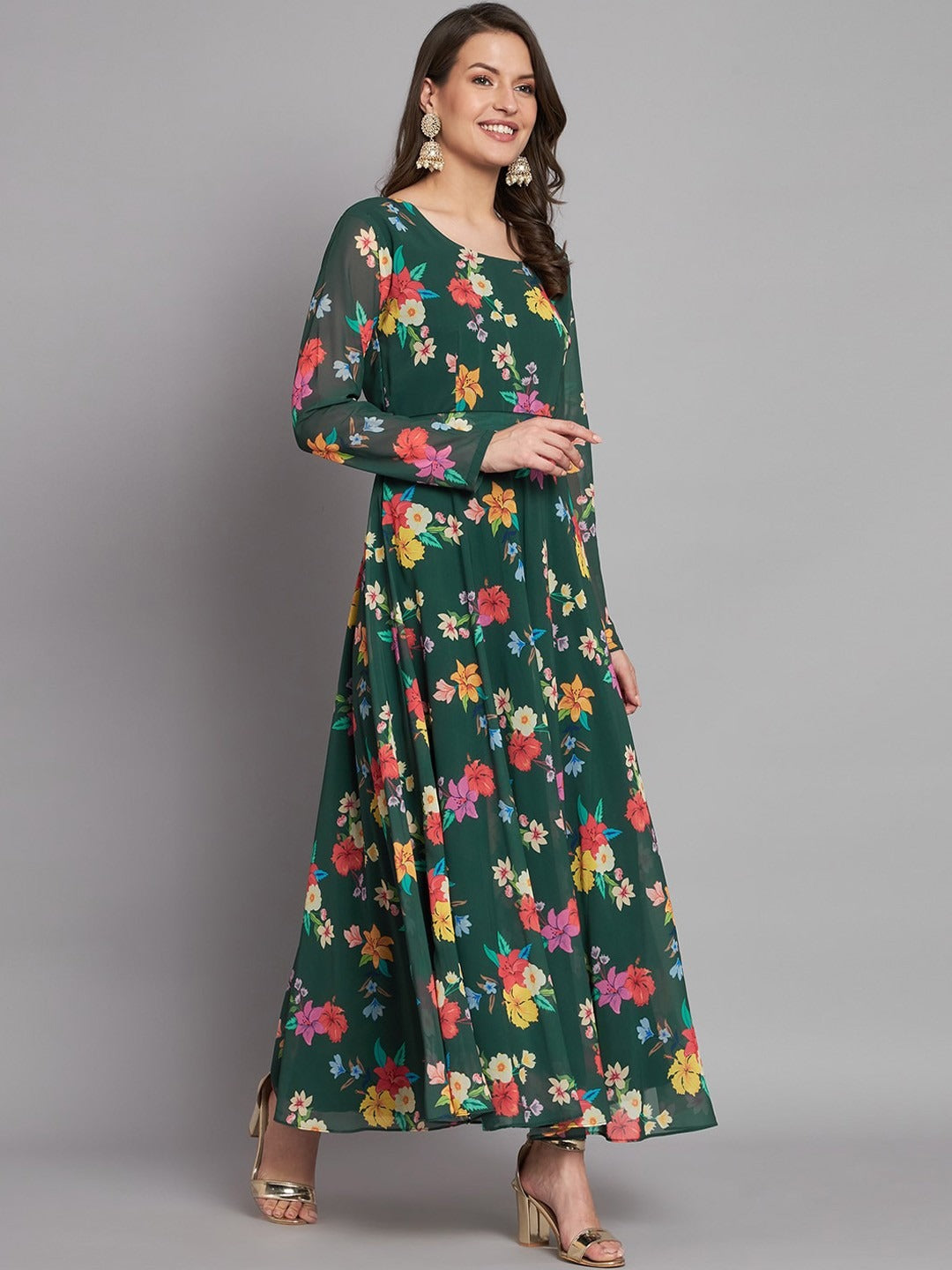 Floral Printed Maxi Anarkali Gown