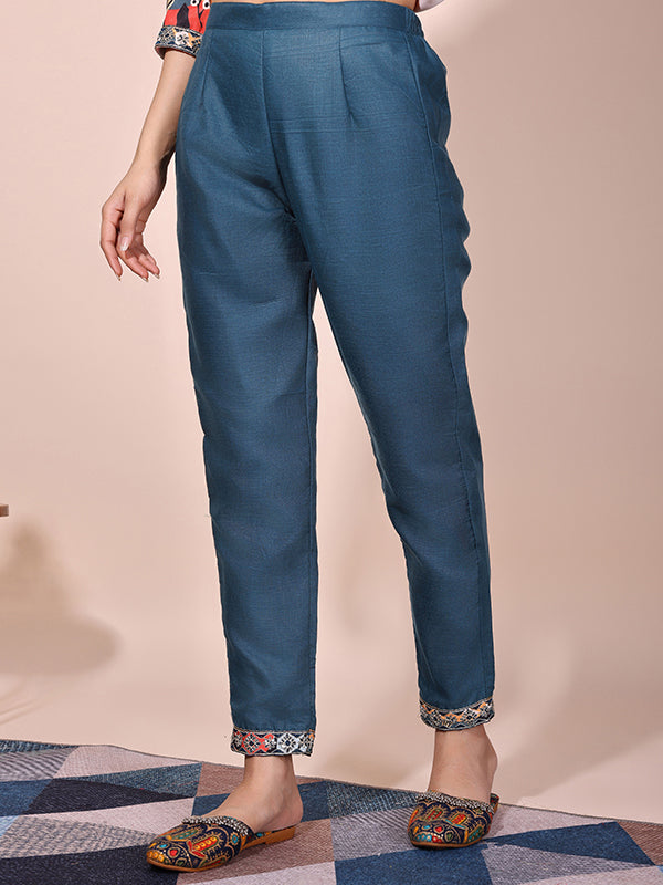 Multi Color Floral Printed Kurti With Pant & Dupatta Set