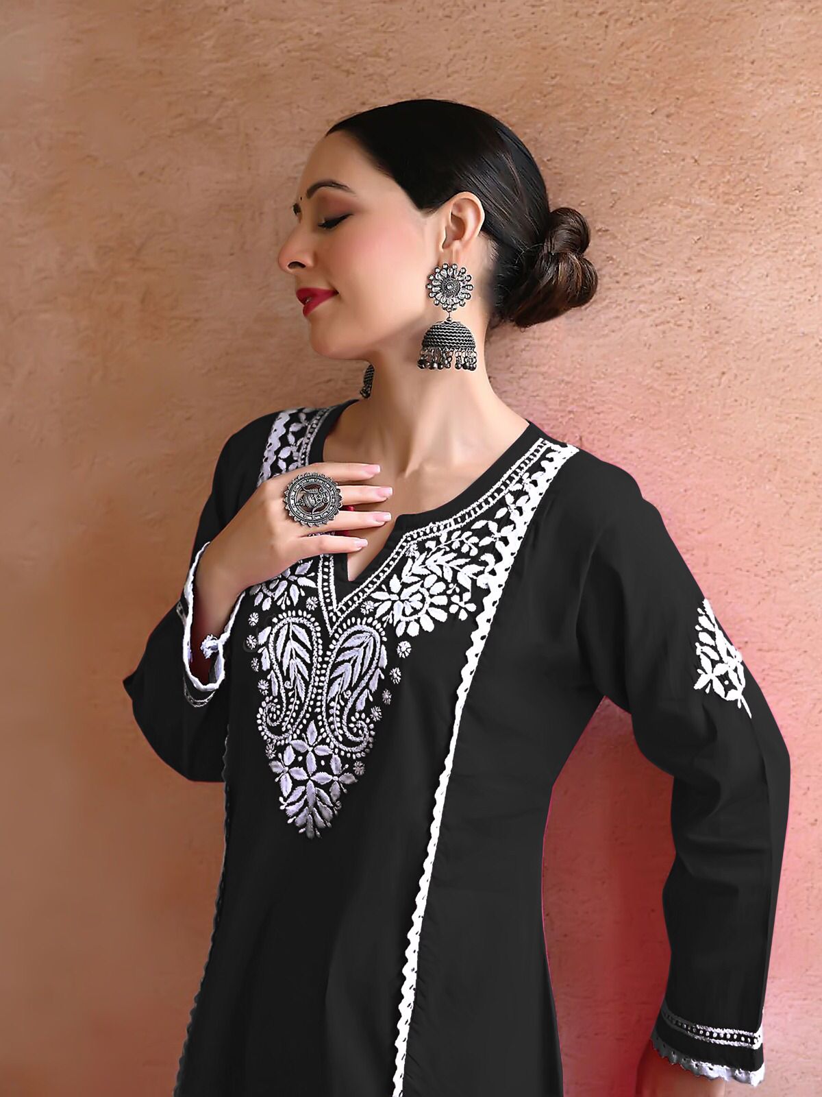 New Chikankari Exclusive Kurti_Pent Pair (Black)