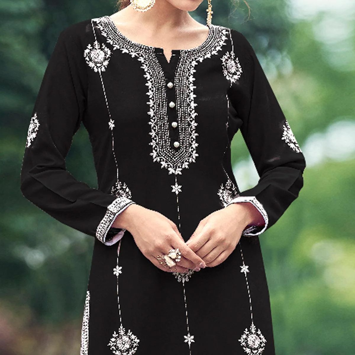 New Chikankari Exclusive Kurti_Pent Pair (Black)