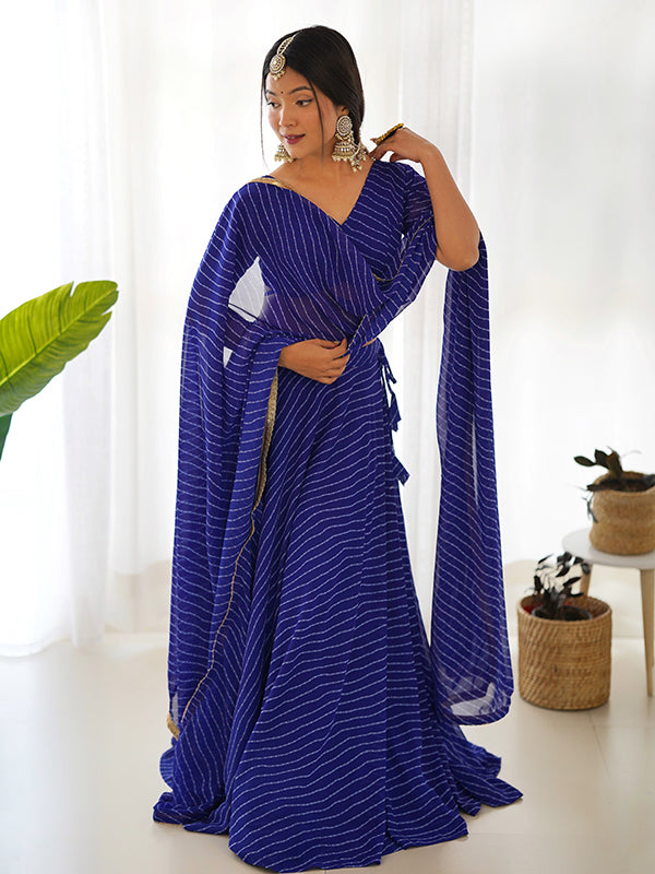 Laheriya Print Blue Georgette Lehenga Choli