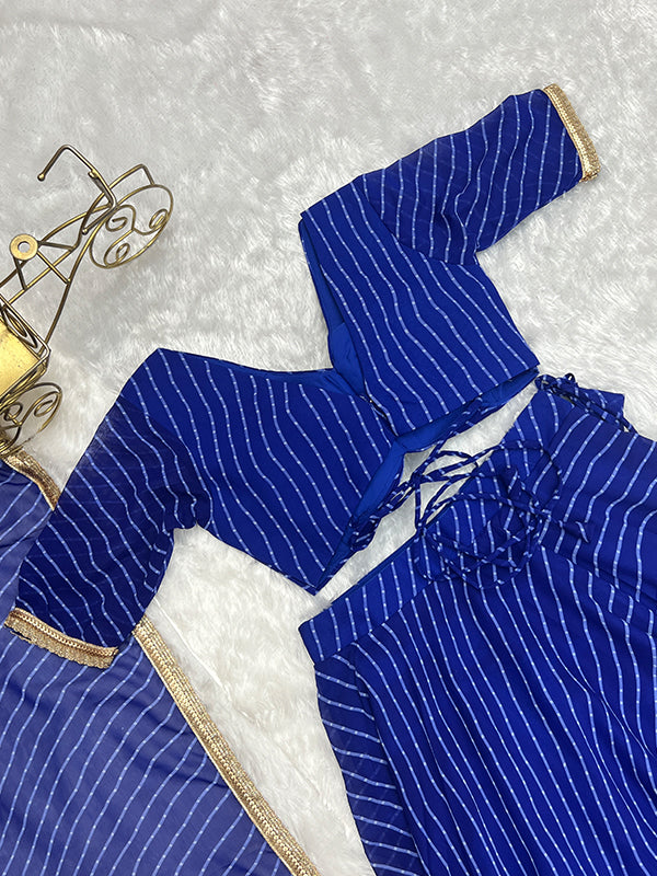 Laheriya Print Blue Georgette Lehenga Choli