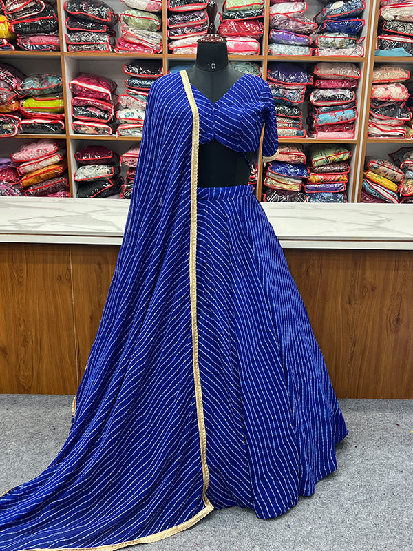 Laheriya Print Blue Georgette Lehenga Choli
