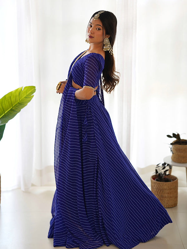 Laheriya Print Blue Georgette Lehenga Choli