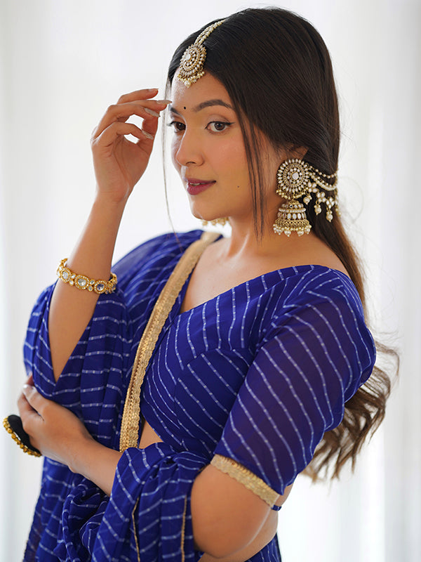 Laheriya Print Blue Georgette Lehenga Choli