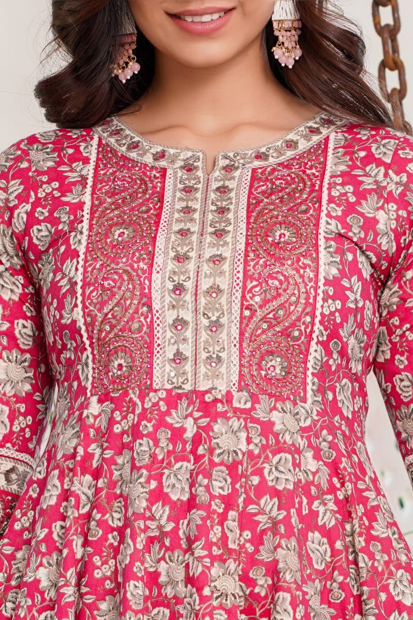 PINK VOLUMINOUS ANARKALI SUIT SET