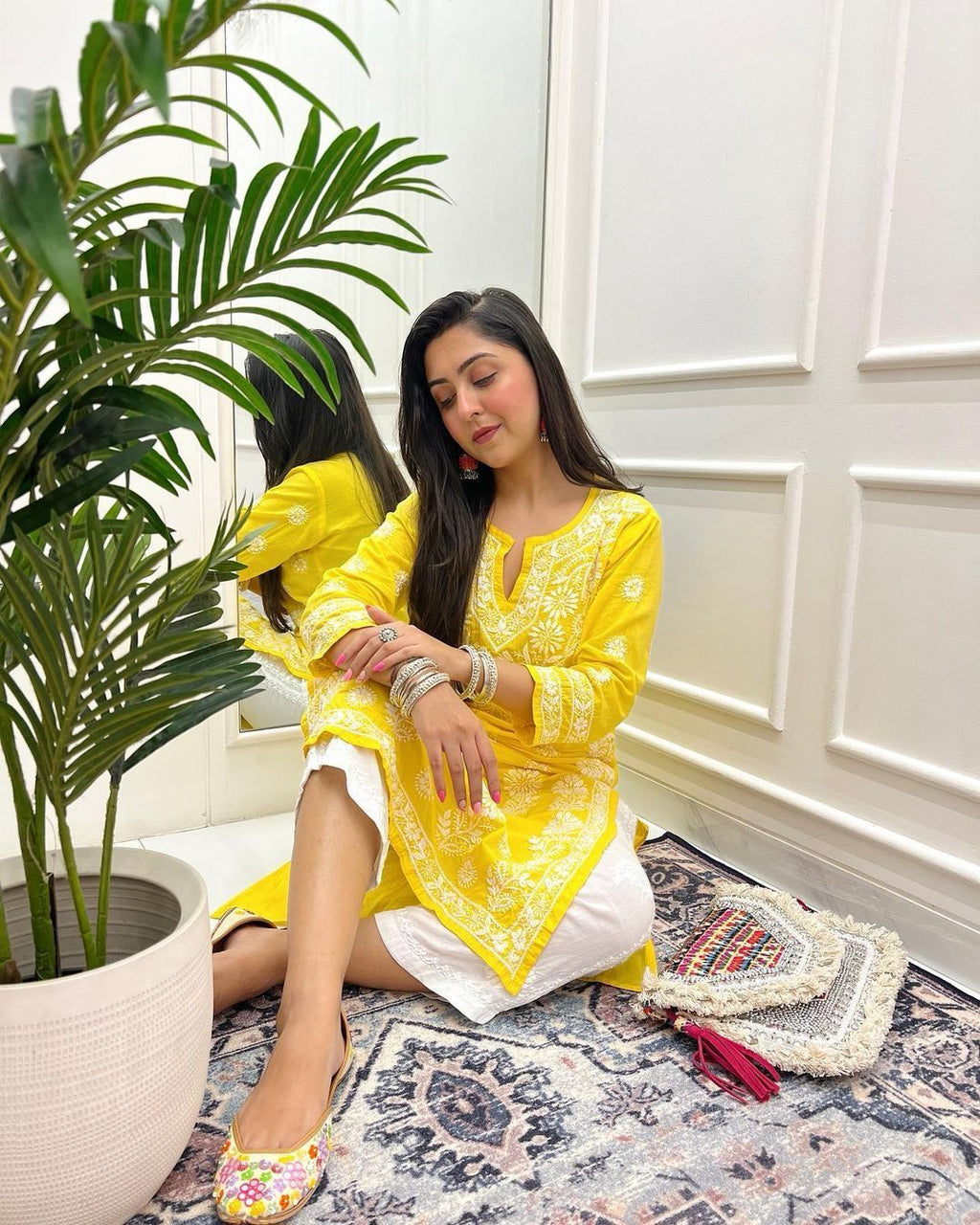 Hand Embroidery Chikankari Long Kurti for Women | Stylish Casual | Fancy