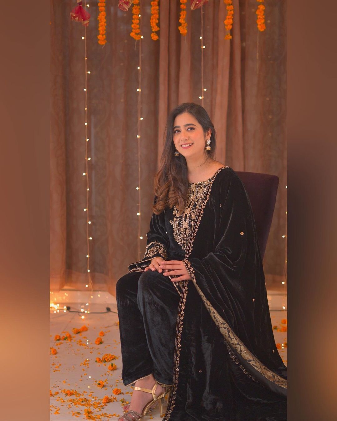 FOR THIS WINTER SEASON MAKE ADORABLE UR FUNCTION WEAR A VELVET EMBROIDERY WORK TOP WITH PANT AND DUPATTA