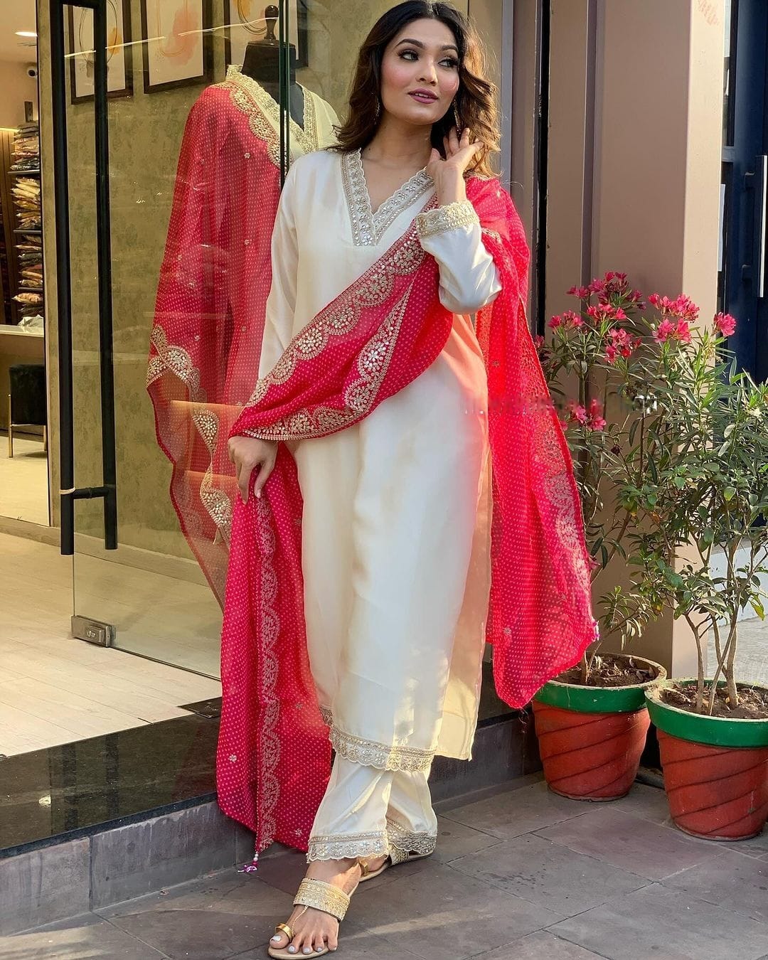 Bandhani gota patti suit suit