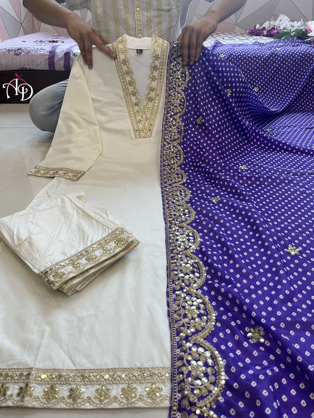 PURPLE BANDHANI GOTA PATTI SUIT