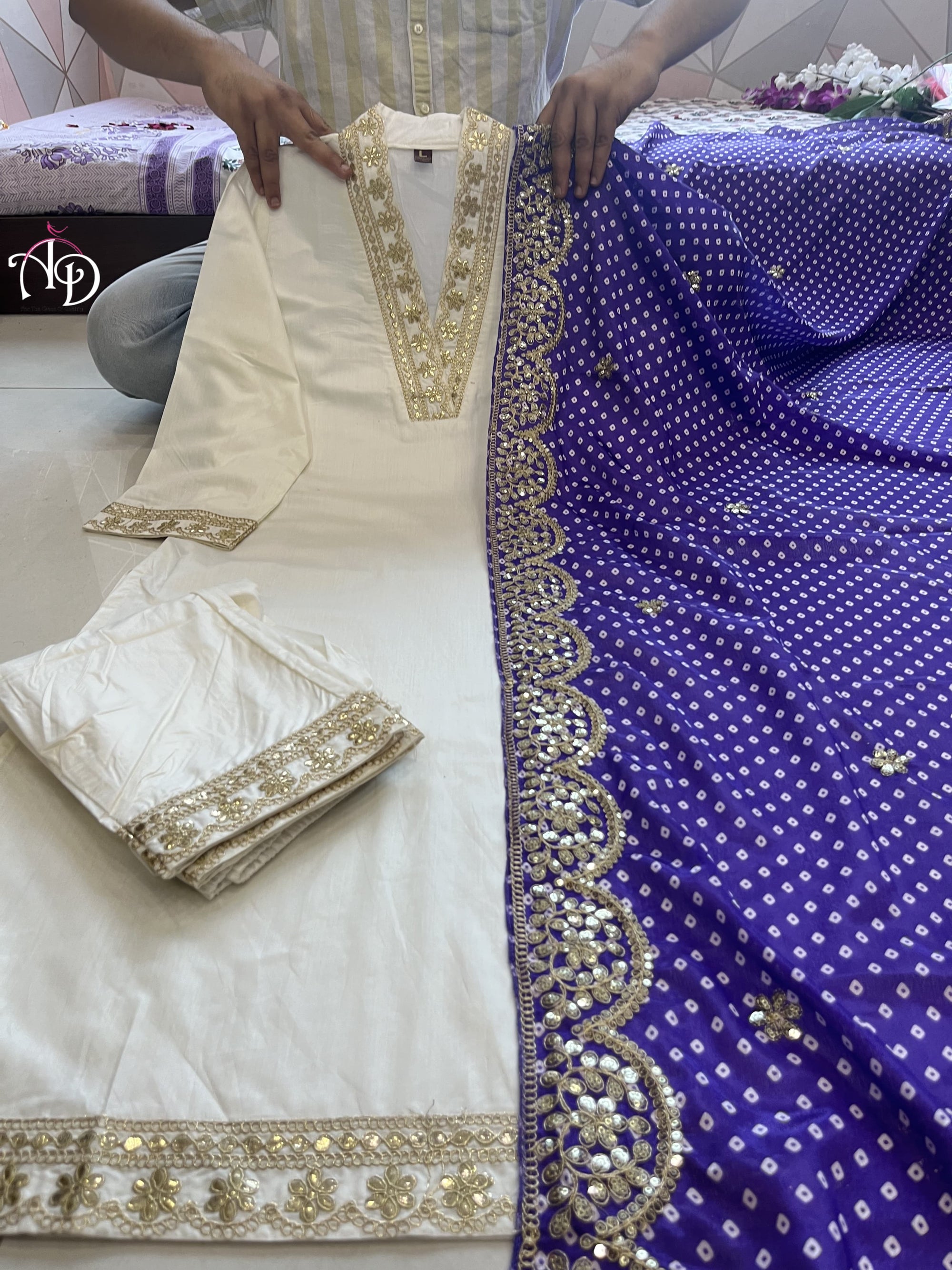 PURPLE BANDHANI GOTA PATTI SUIT