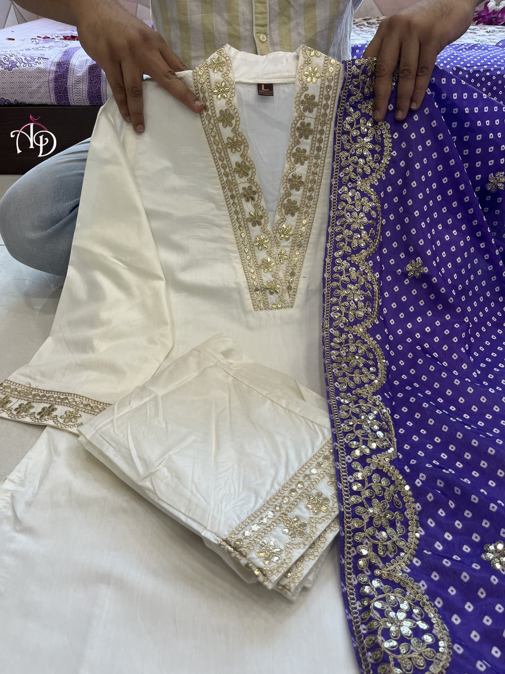 PURPLE BANDHANI GOTA PATTI SUIT