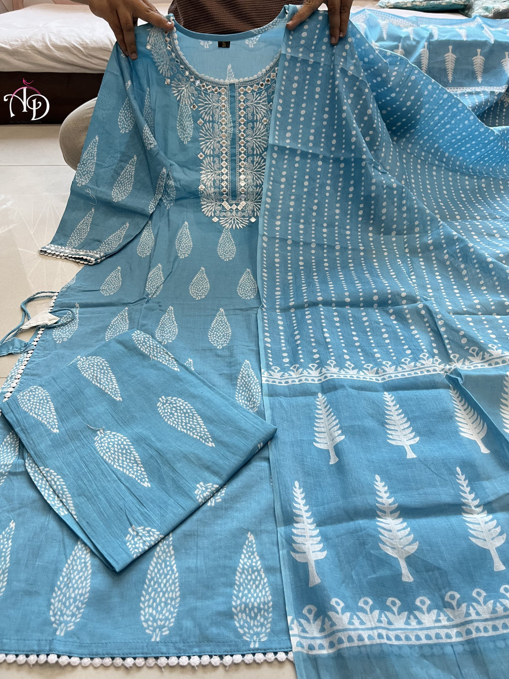FLAIRED MUGAL PRINT ANARKALI SUIT SET