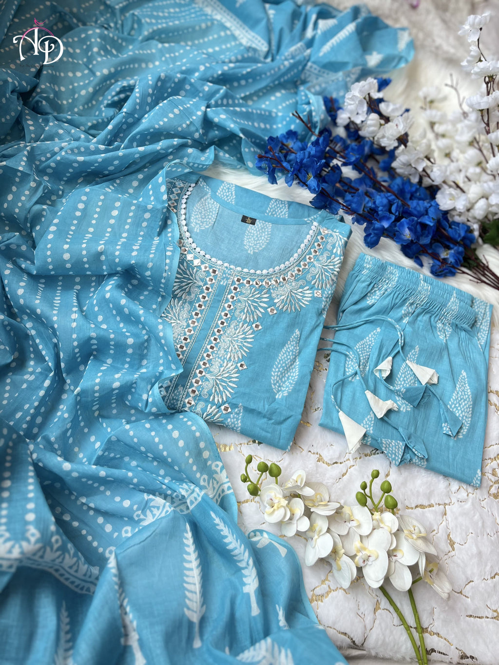 FLAIRED MUGAL PRINT ANARKALI SUIT SET