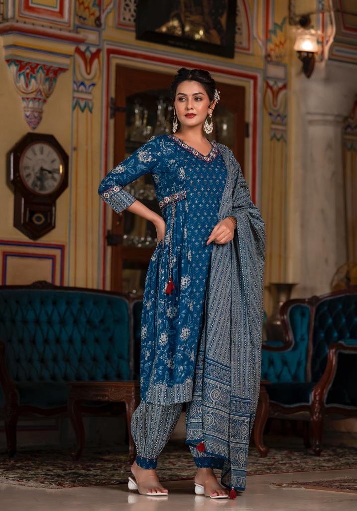 BLUE AFGHANI SUIT SET
