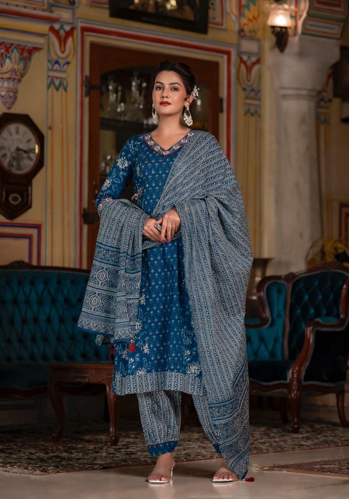 BLUE AFGHANI SUIT SET