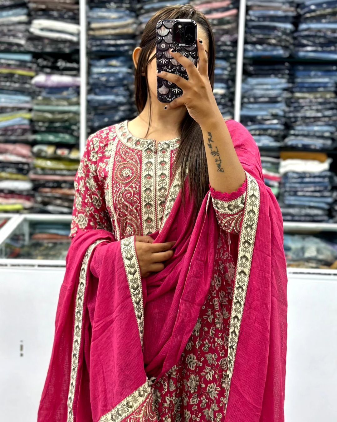 PINK VOLUMINOUS ANARKALI SUIT SET