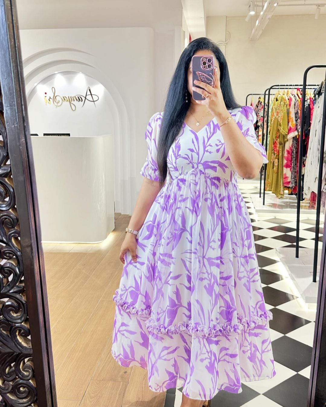 HEVAY PURE COTTON DRESS WITH MILL PRINT FOR SUMMER