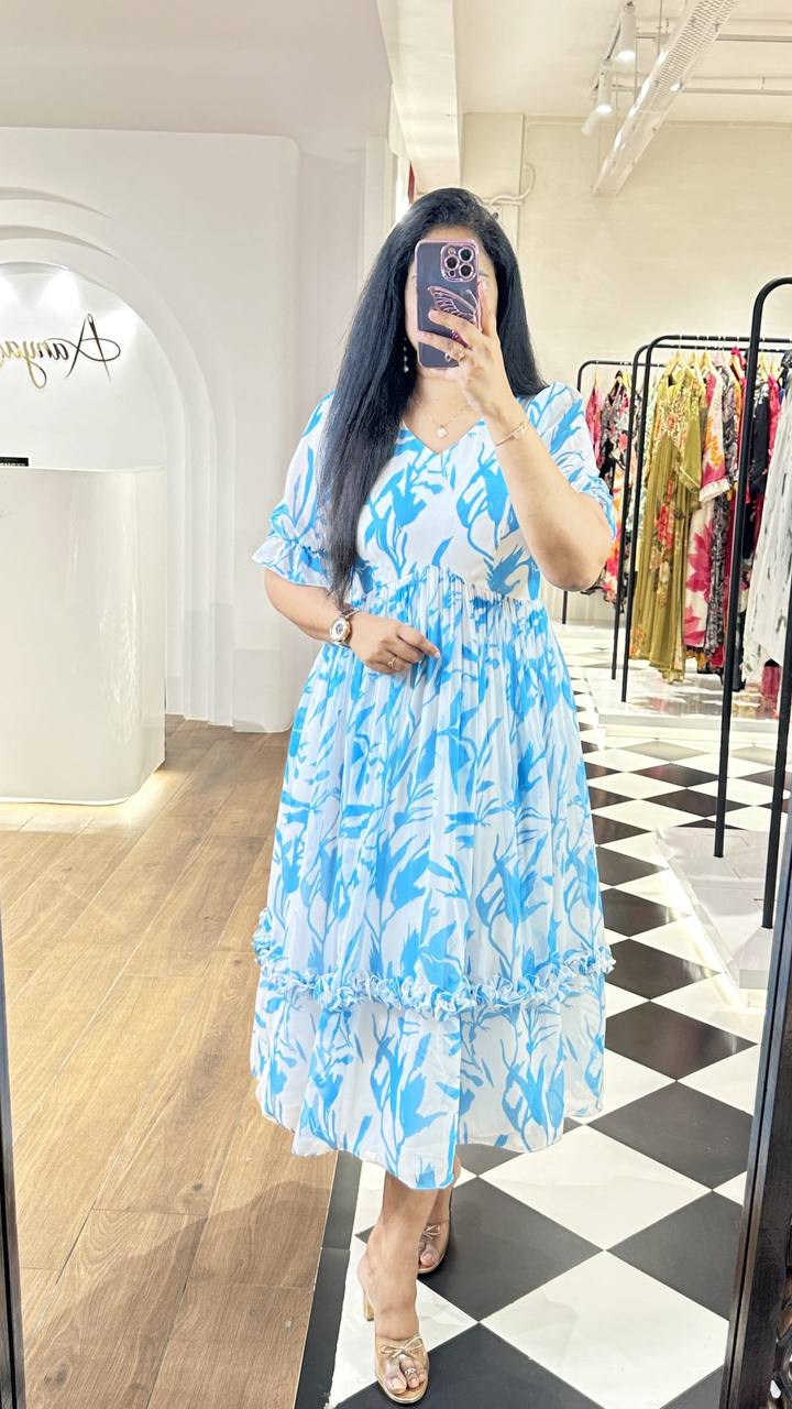 HEVAY PURE COTTON DRESS WITH MILL PRINT FOR SUMMER