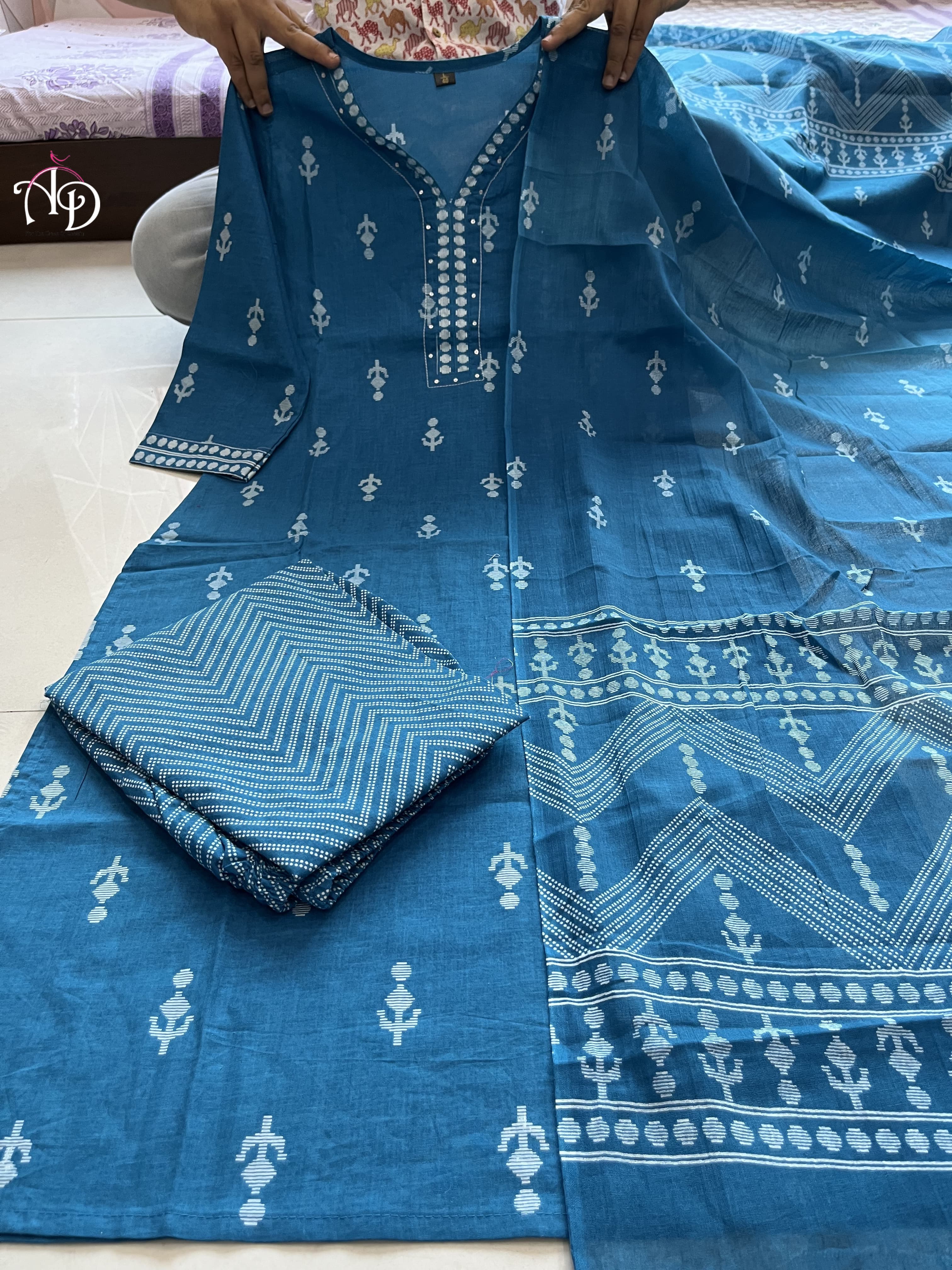 BLUE COTTON SUIT SET