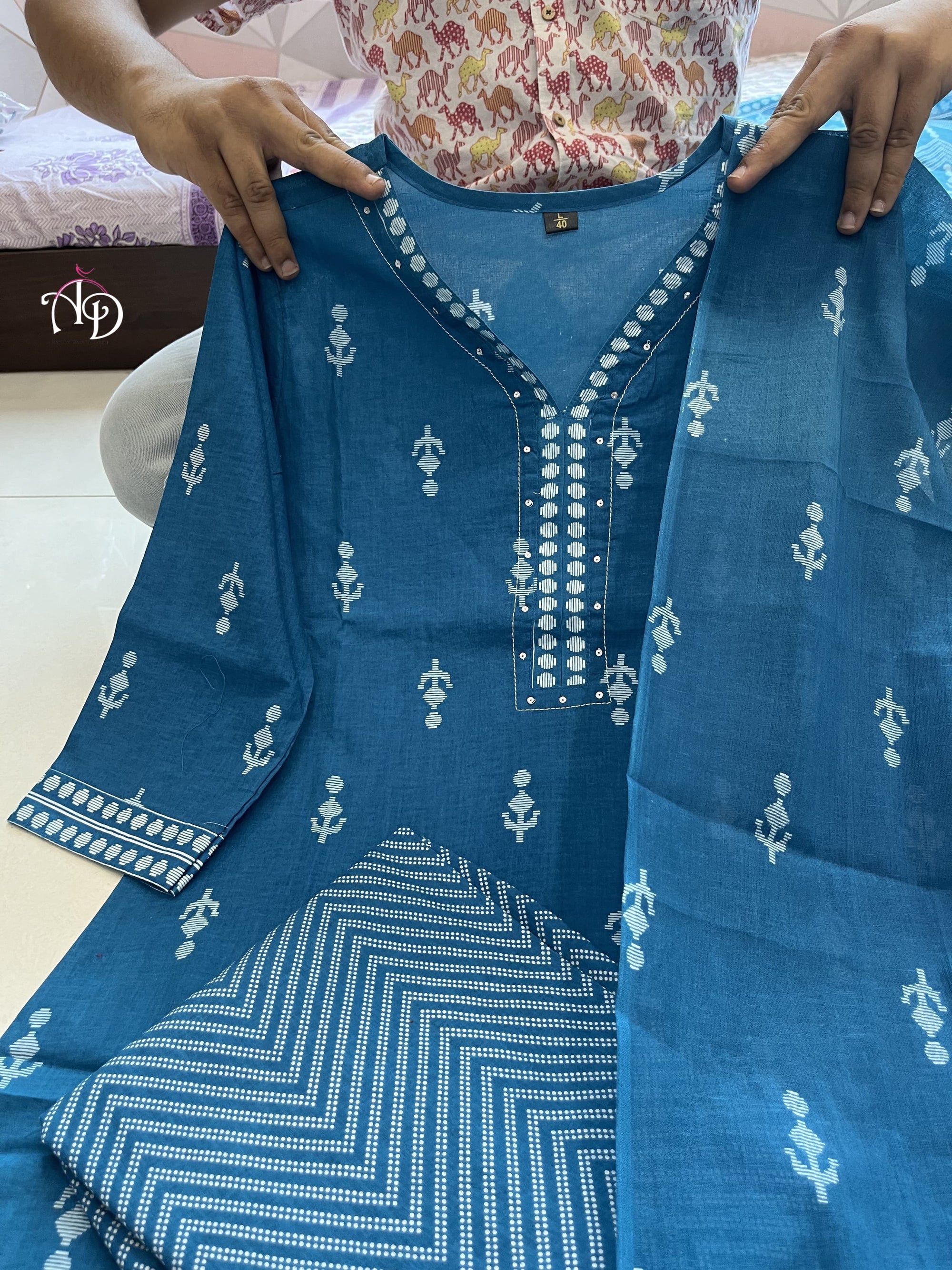BLUE COTTON SUIT SET
