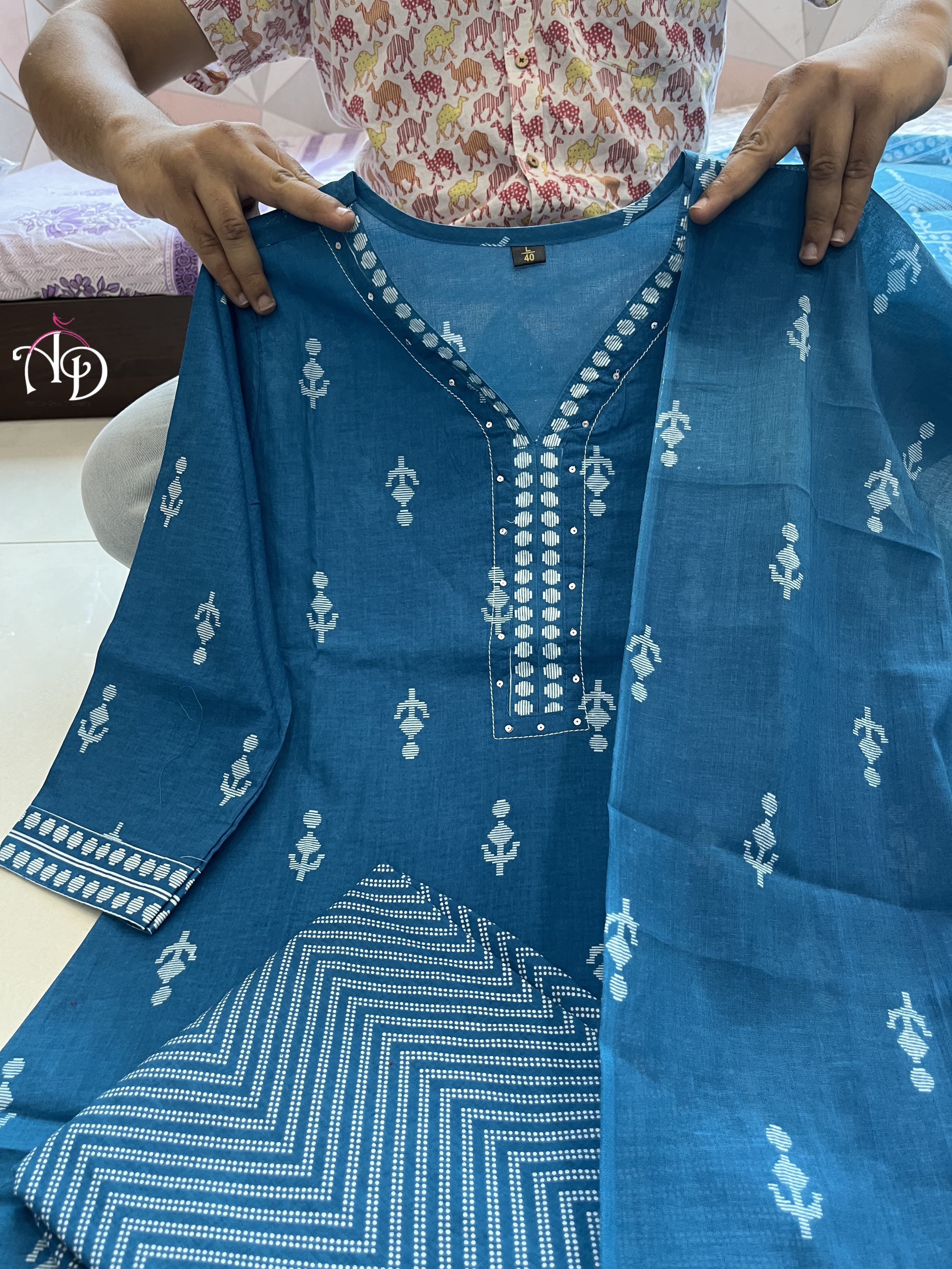 BLUE COTTON SUIT SET